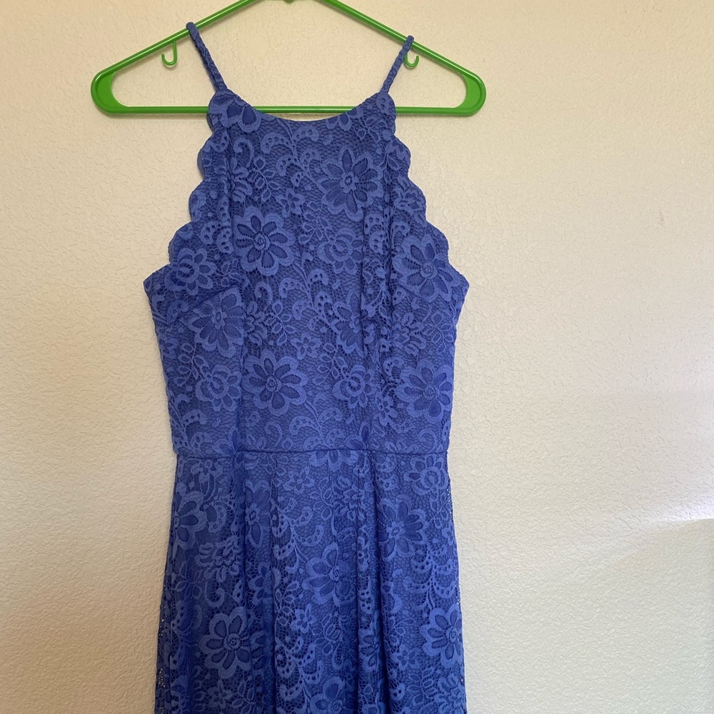 Periwinkle lace midi dress